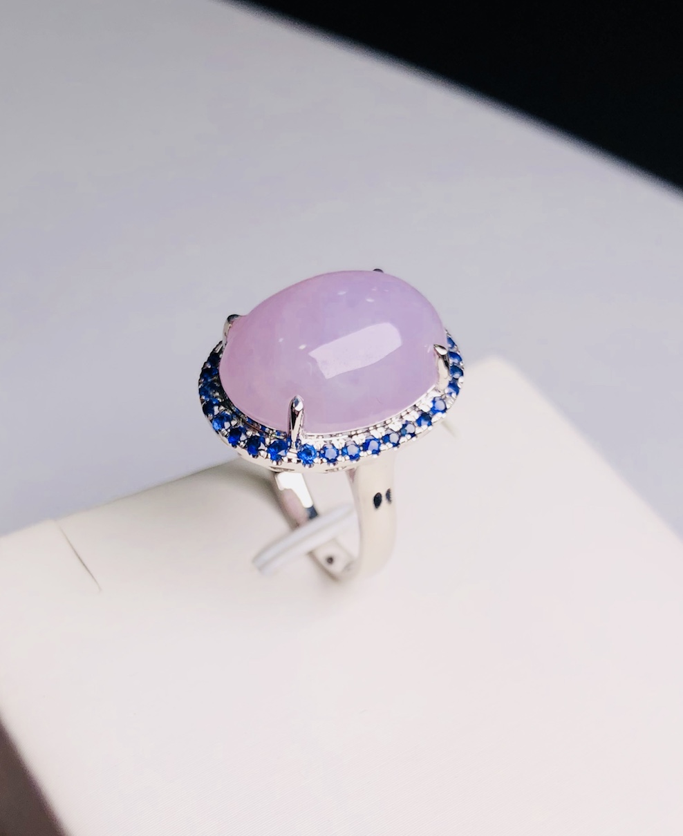 Icy Translucent Pink lavender jadeite Ring - Image 5