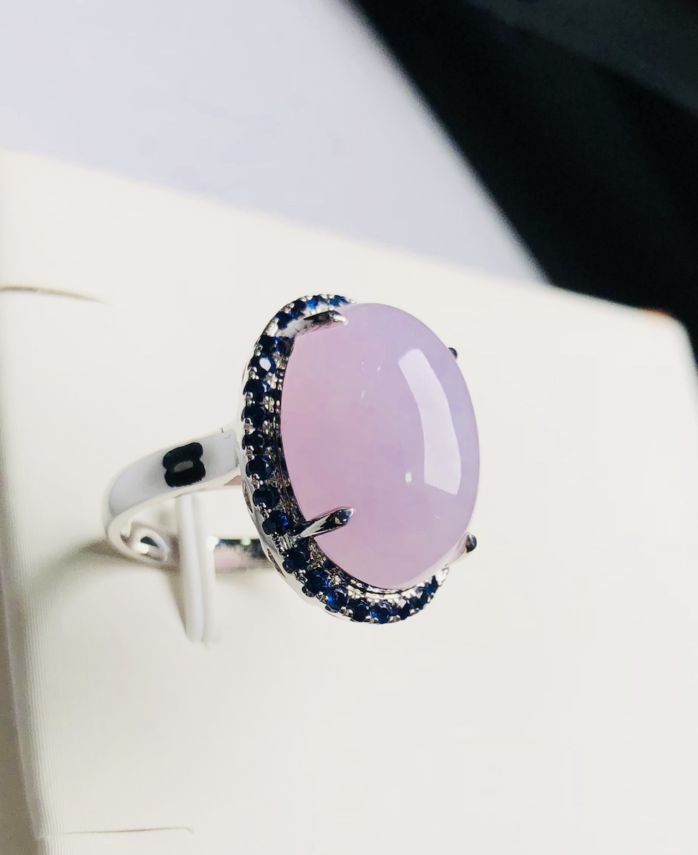 Icy Translucent Pink lavender jadeite Ring - Image 4