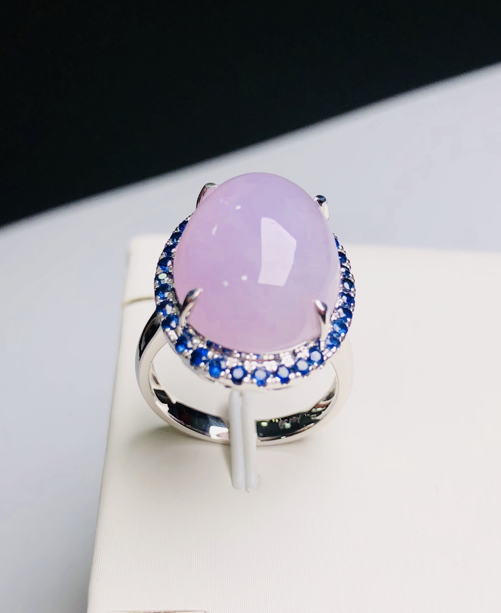 Icy Translucent Pink lavender jadeite Ring - Image 3