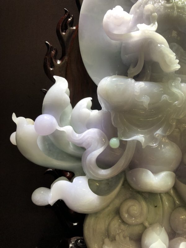 Icy Translucent Lavender with Green Jadeite GuanYin Ornament - Image 5