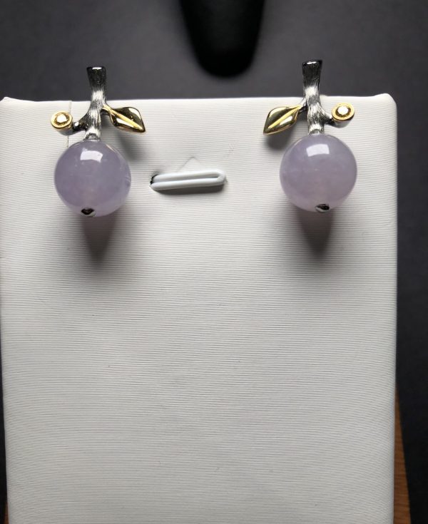Highly translucent icy lavender jadeite beads earring - Image 6