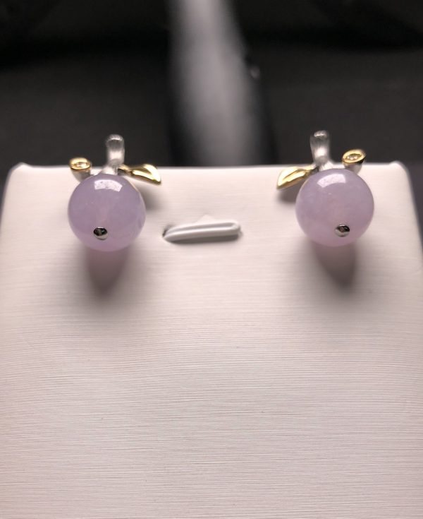 Highly translucent icy lavender jadeite beads earring - Image 3