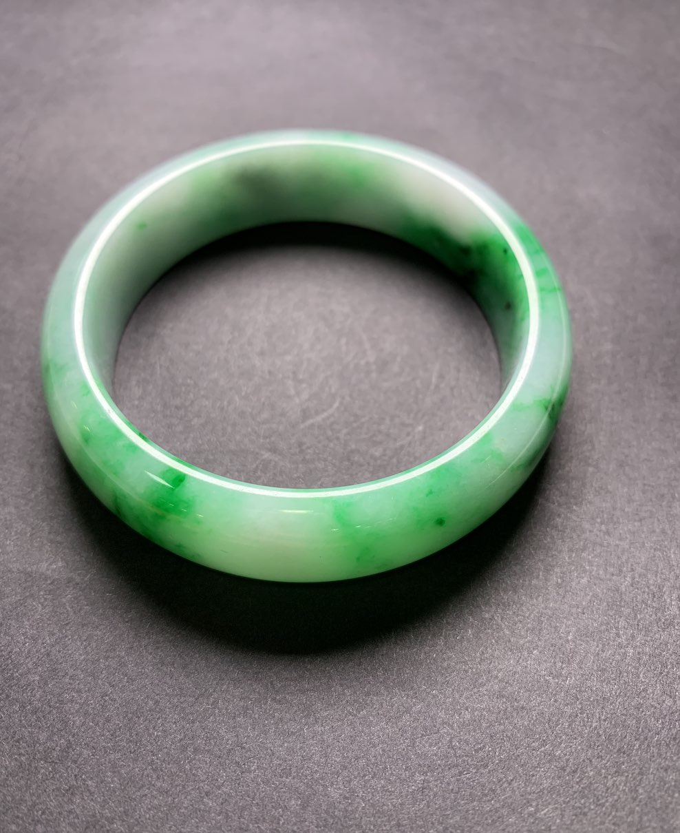 Icy translucent apple green jadeite bangle Nanyang Jade Authentic