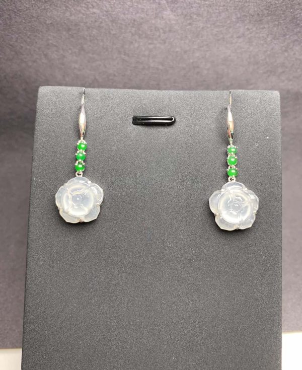 highly translucent icy lotus jadeite earring - Image 4