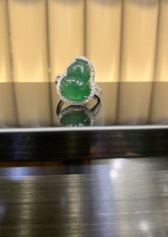 Highly translucent Dark green gourd jadeite ring