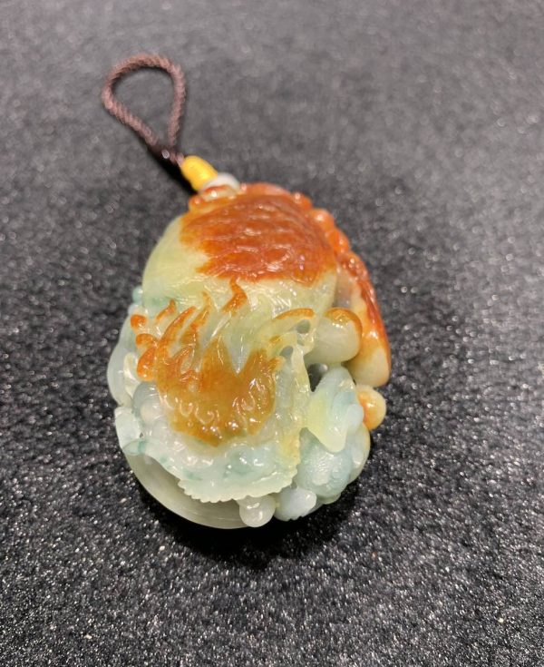 Translucent reddish dragon head turtle jadeite ornament - Image 2