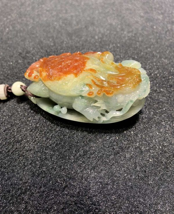 Translucent reddish dragon head turtle jadeite ornament - Image 3