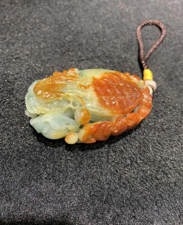 Translucent reddish dragon head turtle jadeite ornament - Image 4