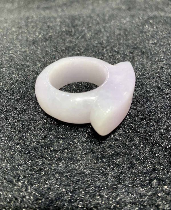 Icy translucent faint pink lavender saddle jadeite ring - Image 3