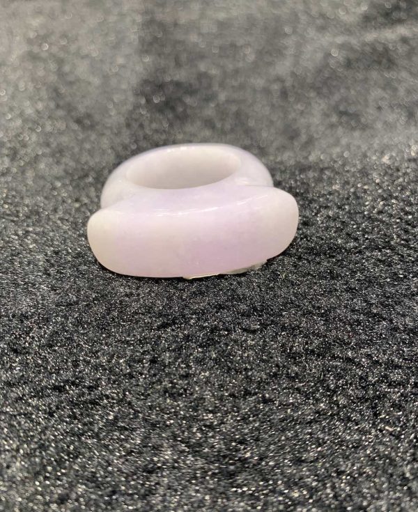 Icy translucent faint pink lavender saddle jadeite ring