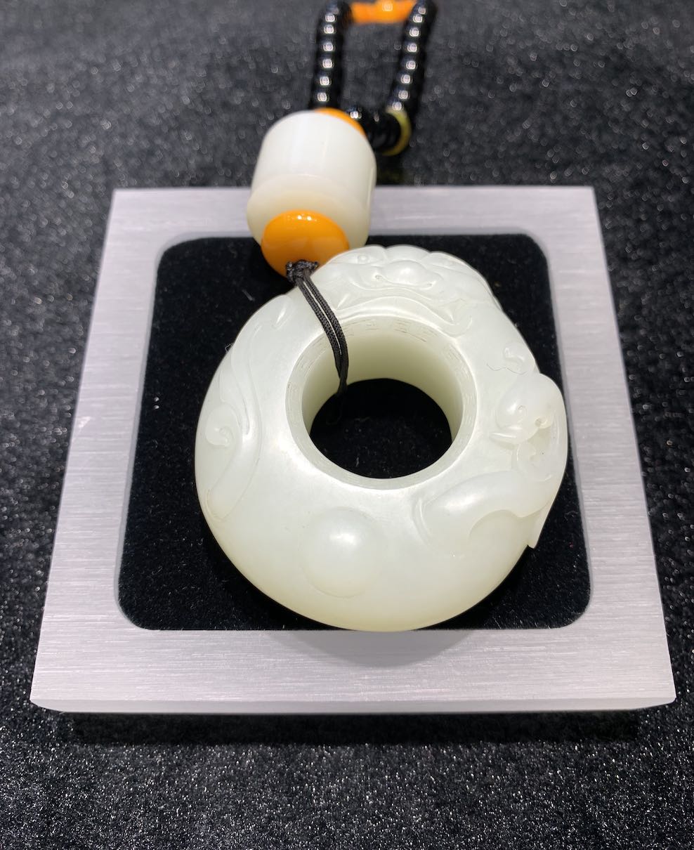 Natural white jade dragon huaiGu carving nephrite - Image 2