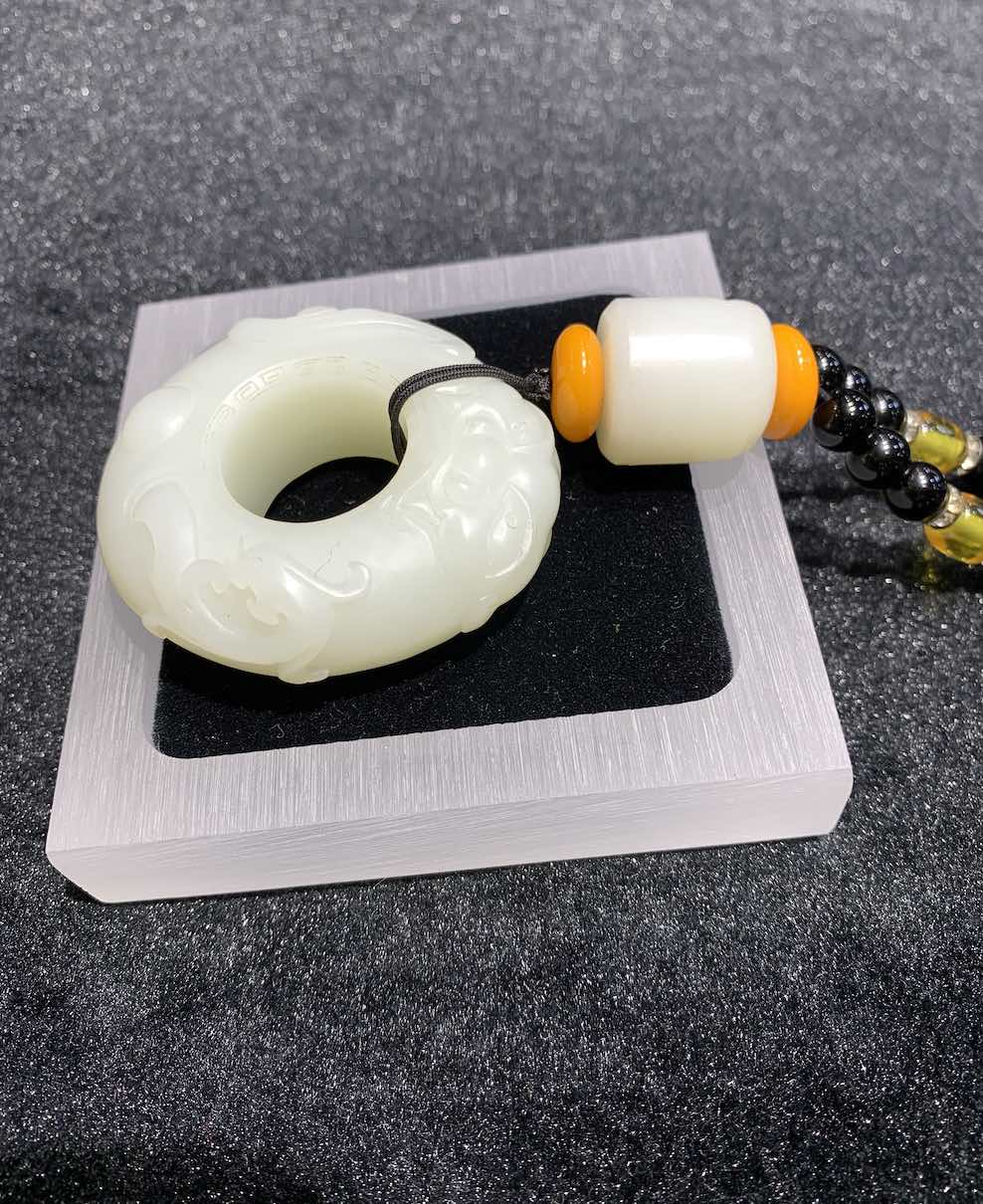 Natural white jade dragon huaiGu carving nephrite - Image 3