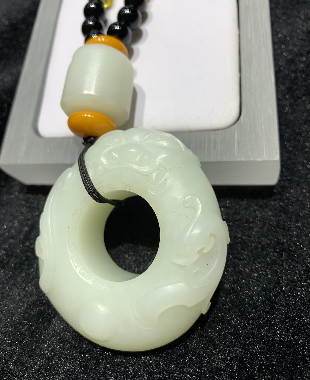 Natural white jade dragon huaiGu carving nephrite - Image 4