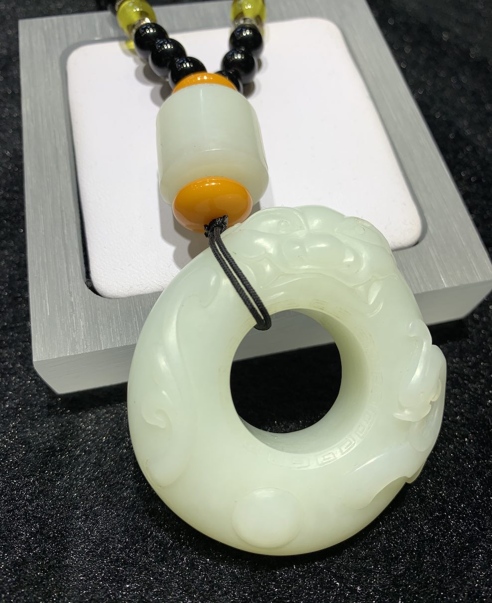 Natural white jade dragon huaiGu carving nephrite - Image 5
