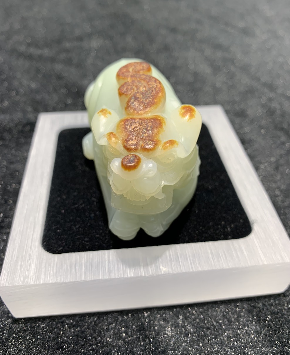 natural white jade Pixiu with brownish skin colour nephrite - Image 5