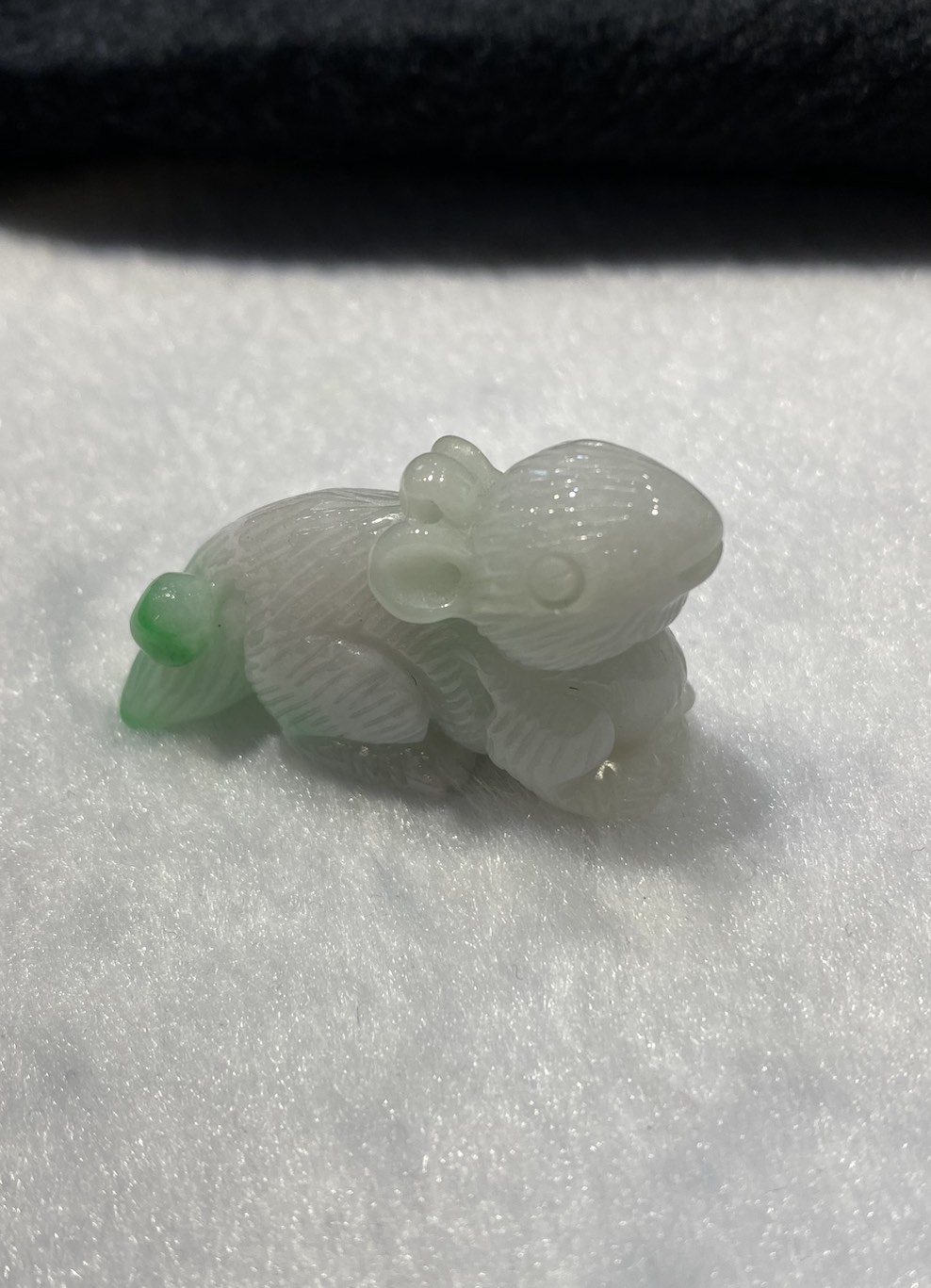 icy translucent green with white patch squirrel jadeite ornament - Image 3