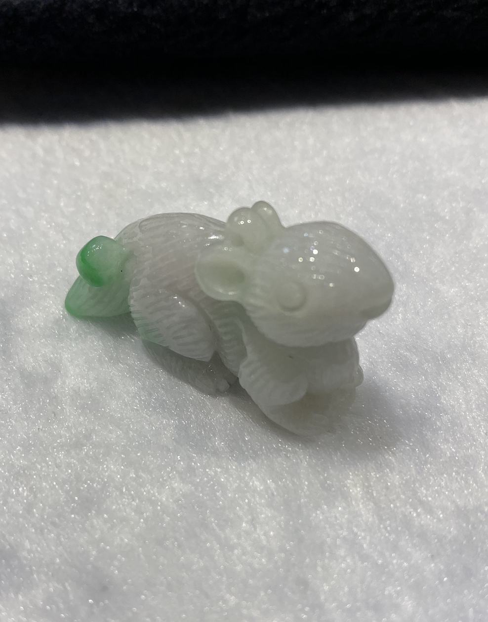 icy translucent green with white patch squirrel jadeite ornament - Image 4