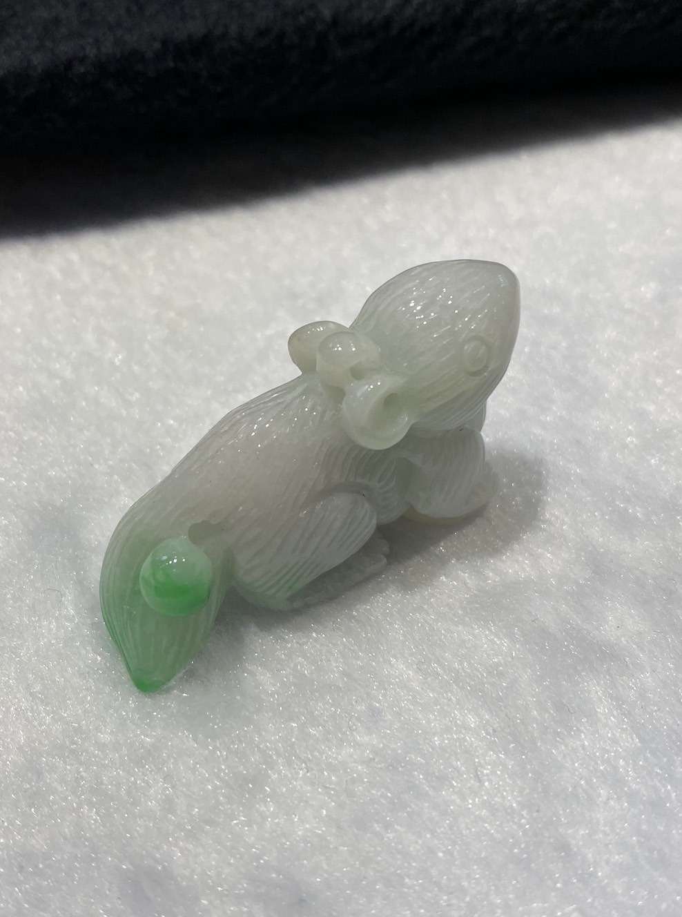 icy translucent green with white patch squirrel jadeite ornament - Image 5