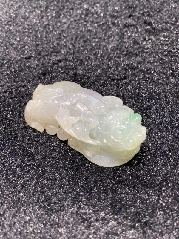 Icy translucent faint lavender green pixiu jadeite ornament - Image 5