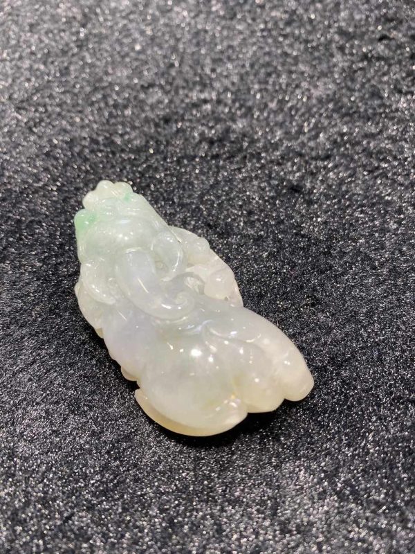 Icy translucent faint lavender green pixiu jadeite ornament - Image 4