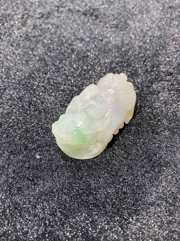 Icy translucent faint lavender green pixiu jadeite ornament - Image 2