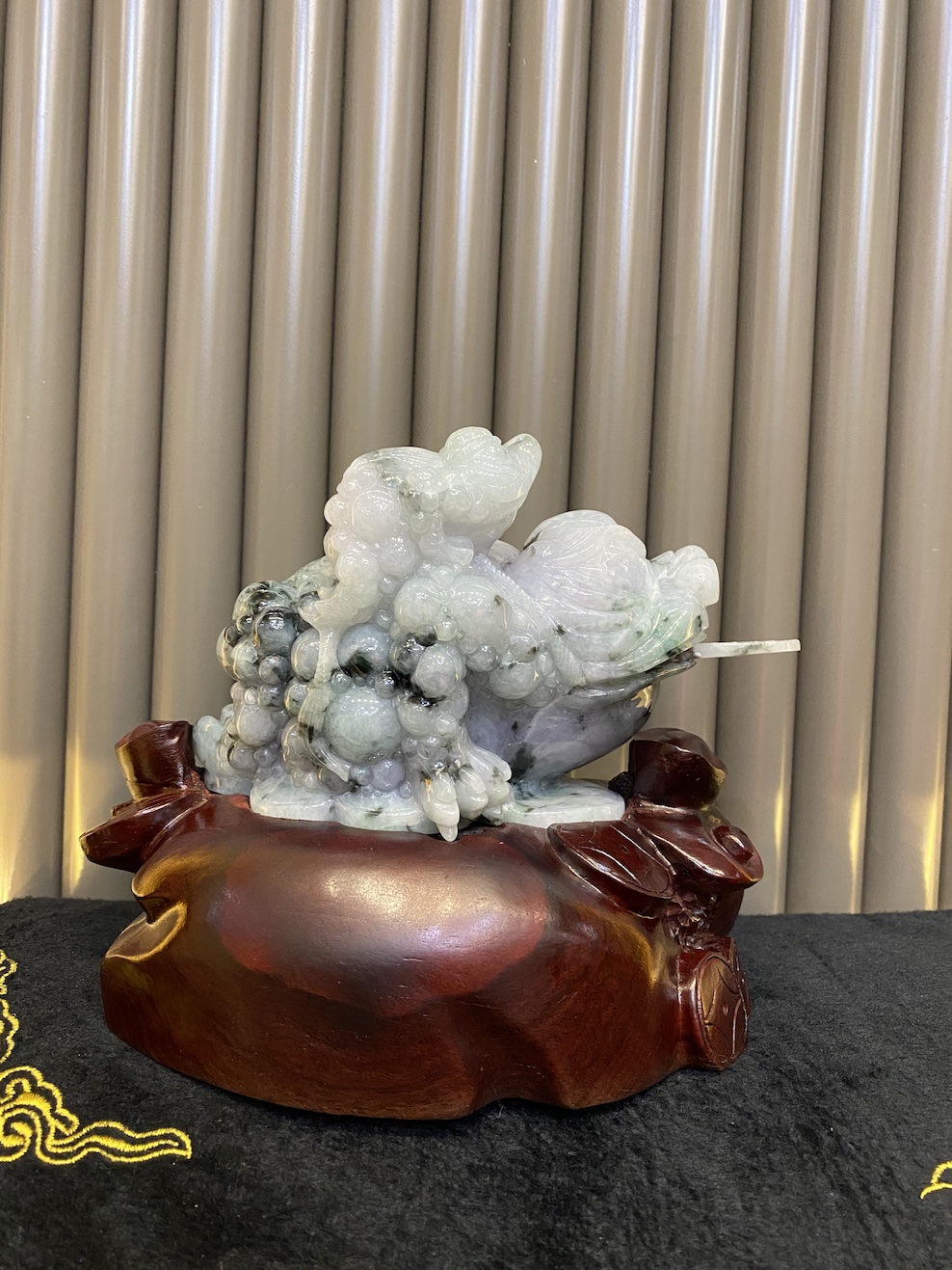 Translucent icy faint floating green toad jadeite ornament - Image 2