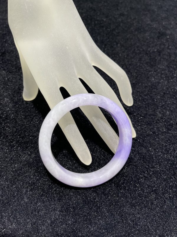 Translucent vibrant lavender jadeite bangle - Image 5