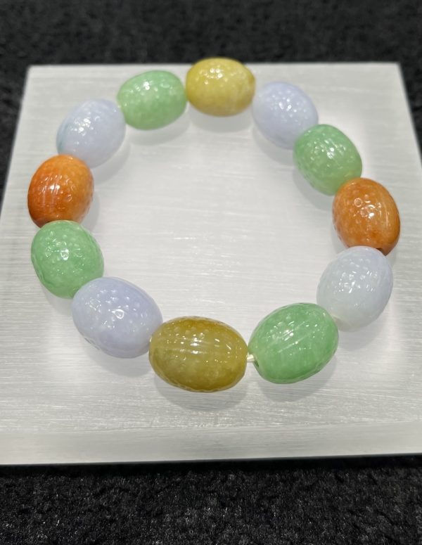 translucent multi-colour beads jadeite bracelet - Image 2