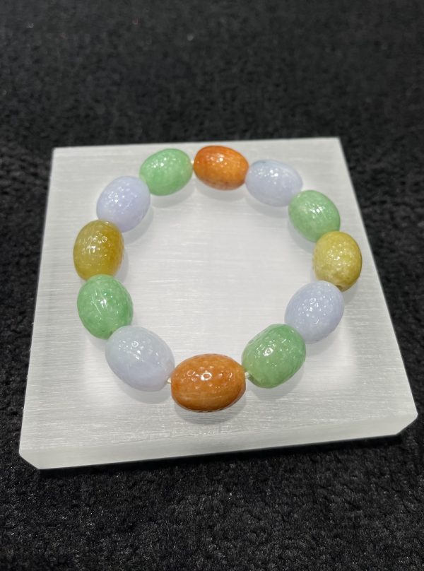 translucent multi-colour beads jadeite bracelet - Image 3