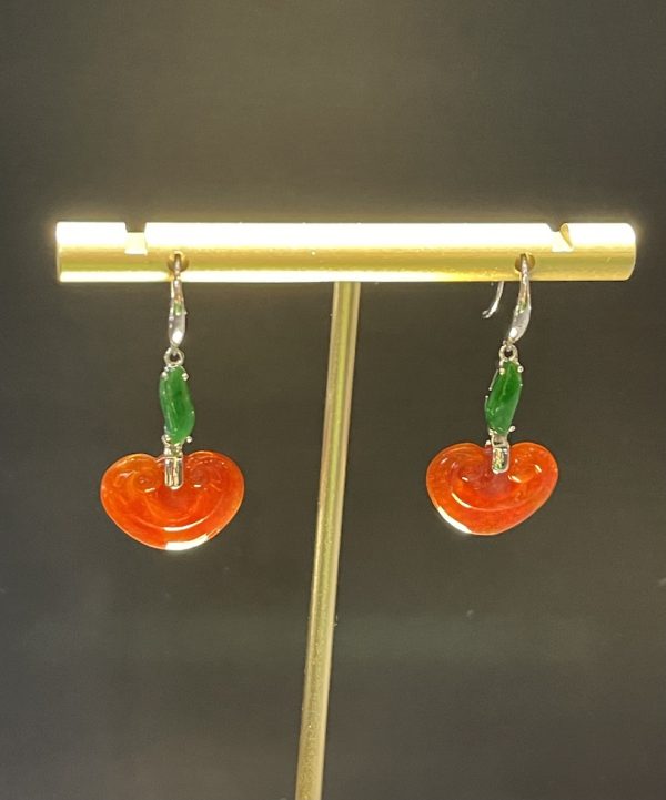 Translucent vibrant reddish Ruyi jadeite earring[SOLD OUT] - Image 2