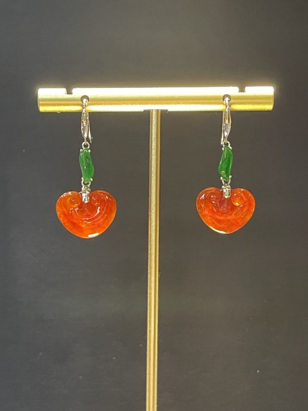 Translucent vibrant reddish Ruyi jadeite earring[SOLD OUT] - Image 3
