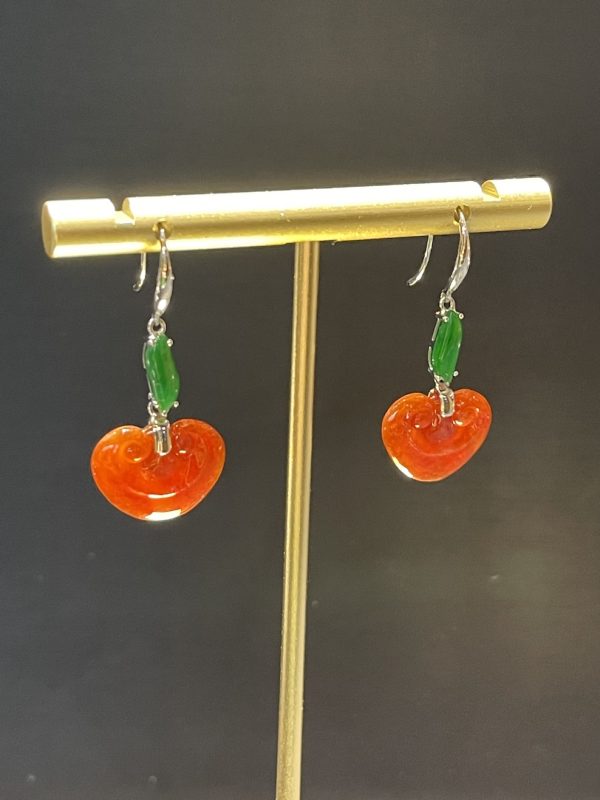 Translucent vibrant reddish Ruyi jadeite earring[SOLD OUT] - Image 5