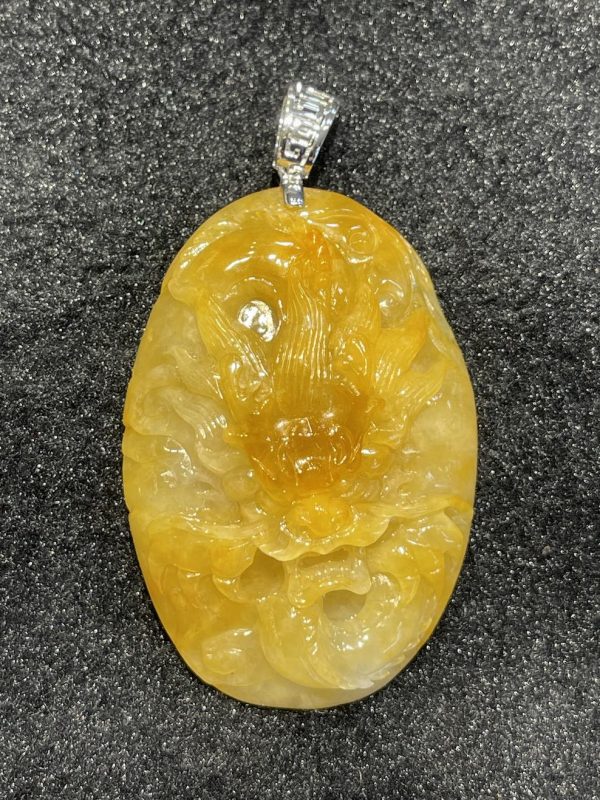 translucent honey yellow dragon head jadeite pendant[SOLD OUT]