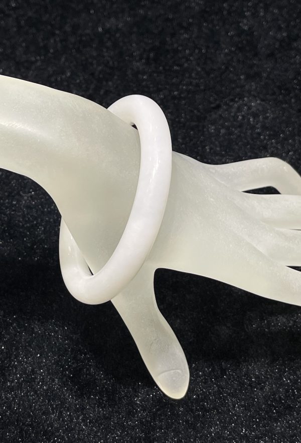 natural white jade round cut nephrite bangle - Image 4