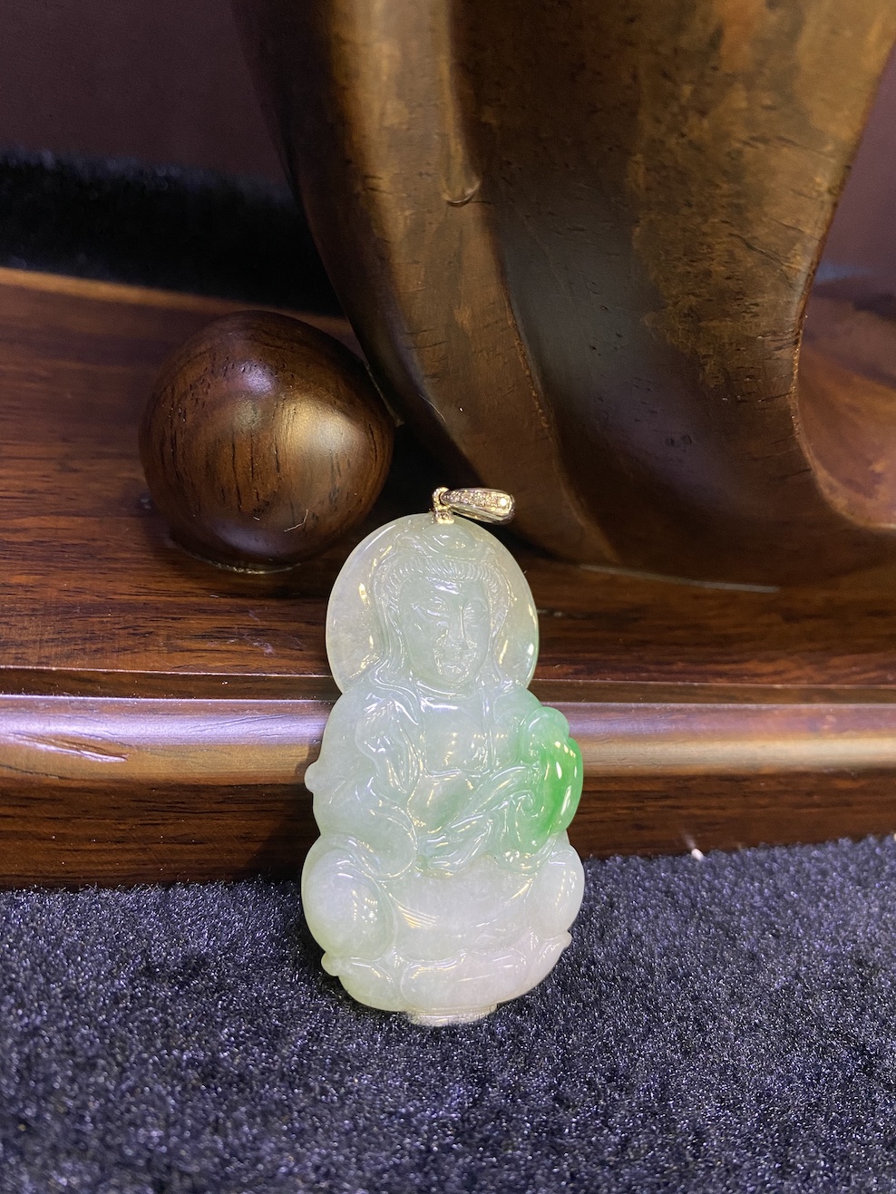 translucent whitish with green Guanyin jadeite pendant - Image 4