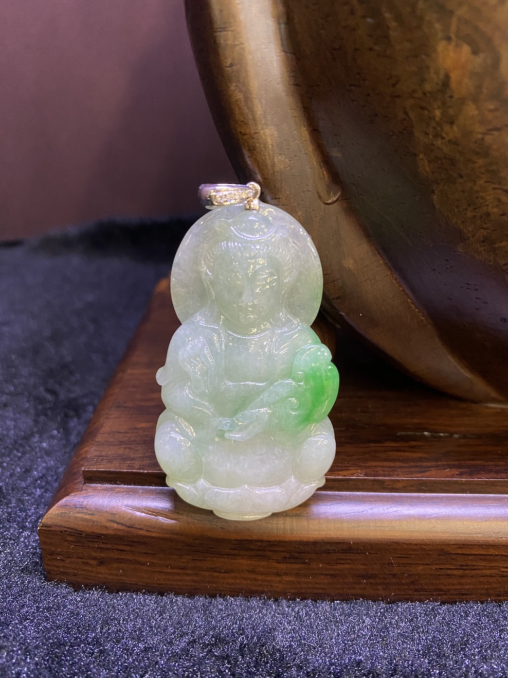 translucent whitish with green Guanyin jadeite pendant - Image 5