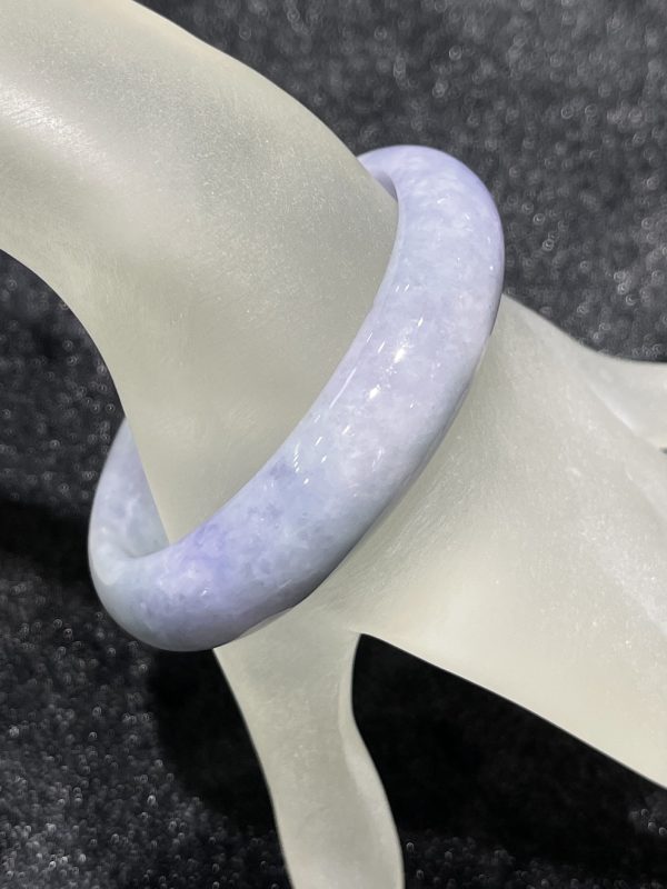 Translucent blueish lavender oval shape jadeite bangle - Image 2