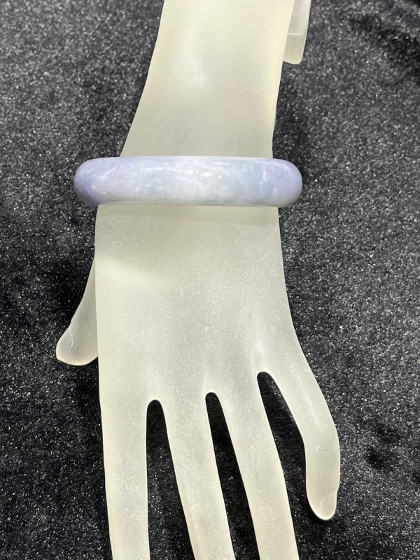 Translucent blueish lavender oval shape jadeite bangle - Image 5