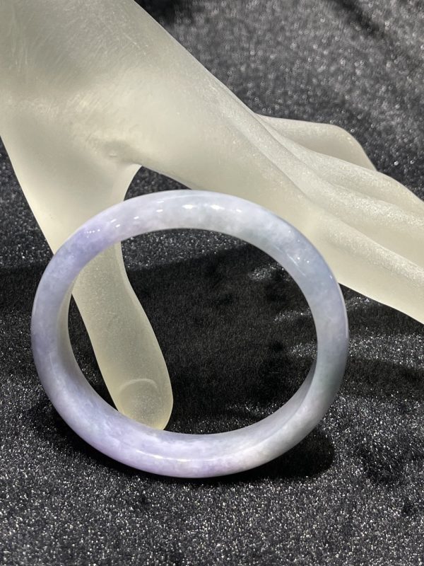 Translucent blueish lavender oval shape jadeite bangle - Image 4