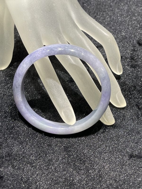 Translucent blueish lavender oval shape jadeite bangle
