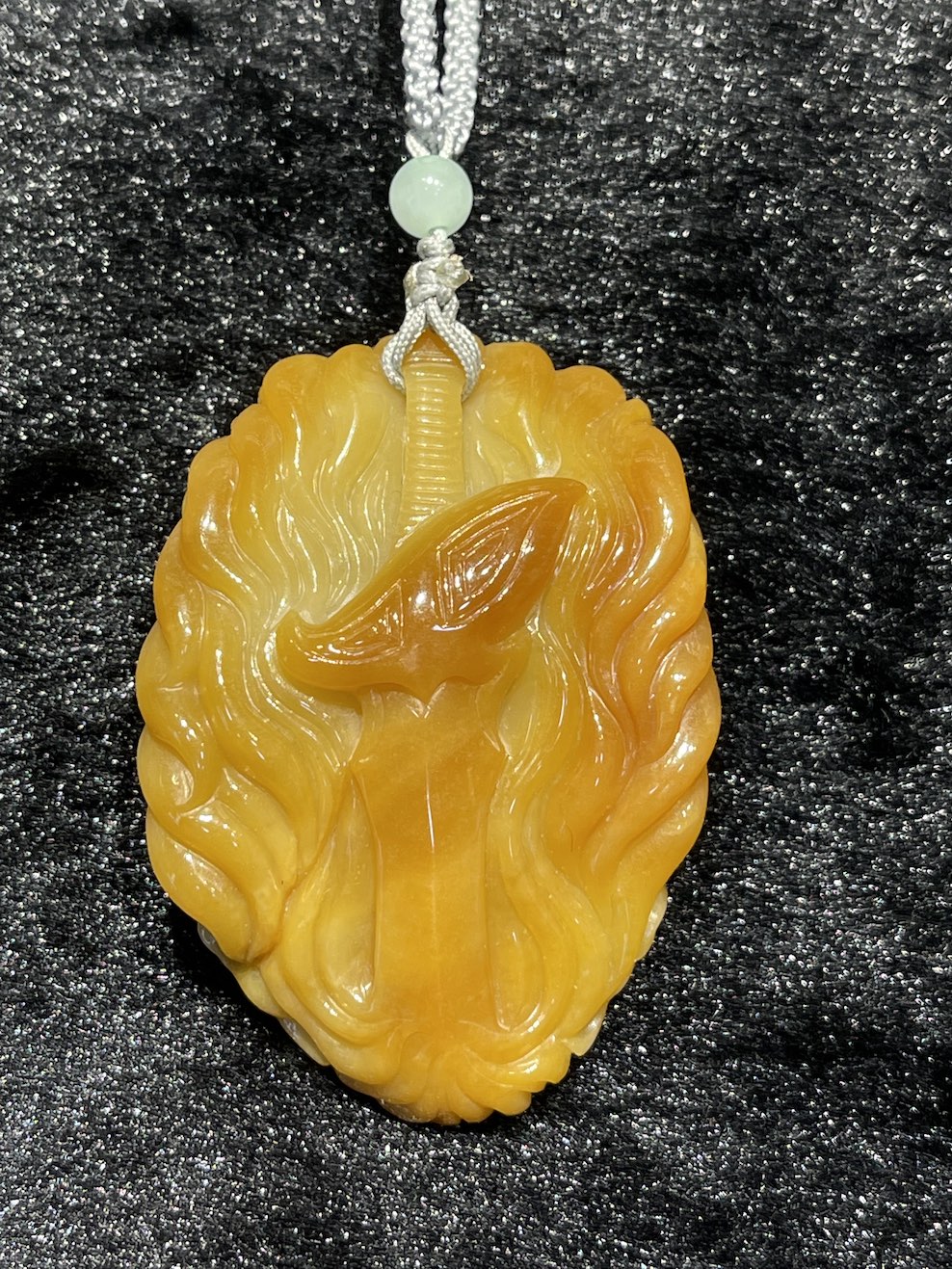 translucent honey yellow lion head jadeite pendant - Nanyang Jade ...