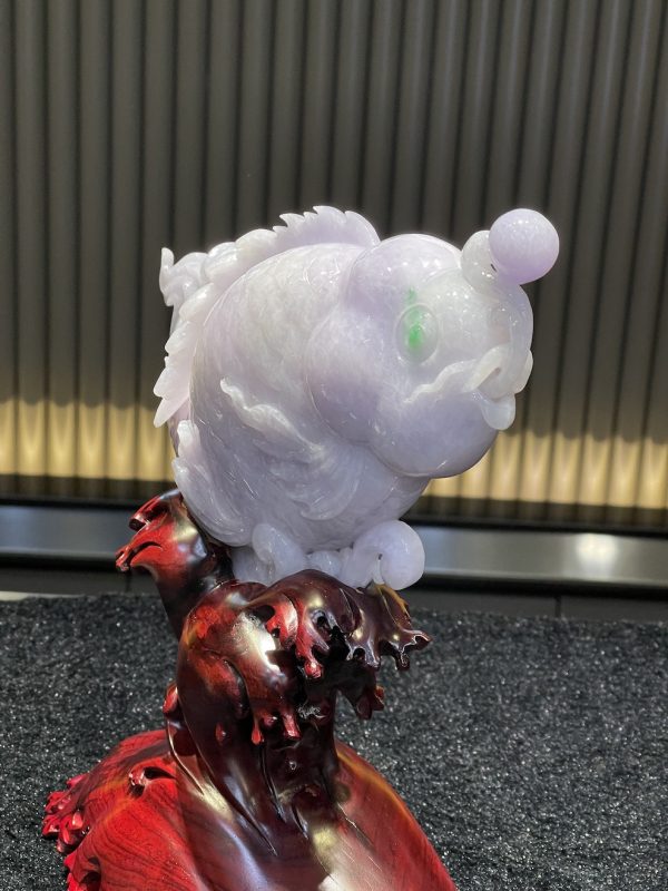 translucent lavender flower horn fish jadeite ornament - Image 2