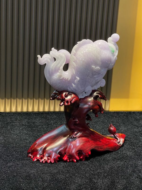 translucent lavender flower horn fish jadeite ornament - Image 3