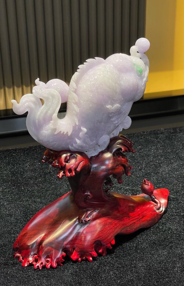 translucent lavender flower horn fish jadeite ornament - Image 4