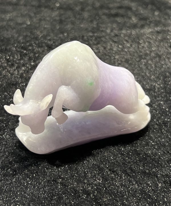 Translucent lavender with green bull jadeite ornament