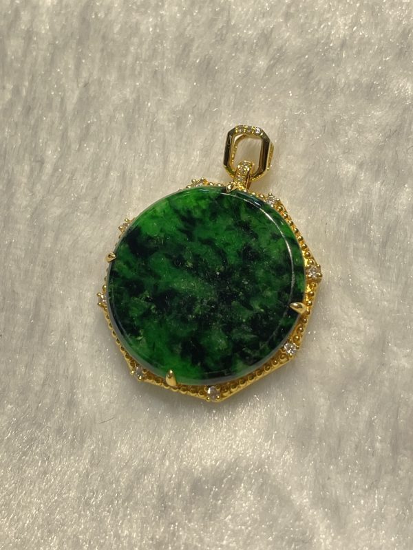 Translucent old it green safety disk jadeite pendant