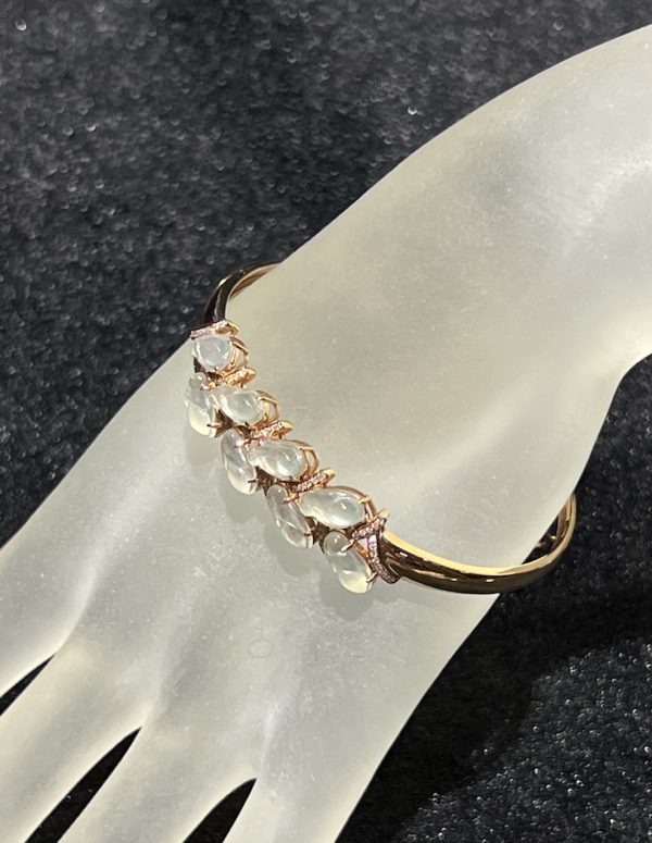 Highly Translucent Icy flower bud jadeite bracelet - Image 2
