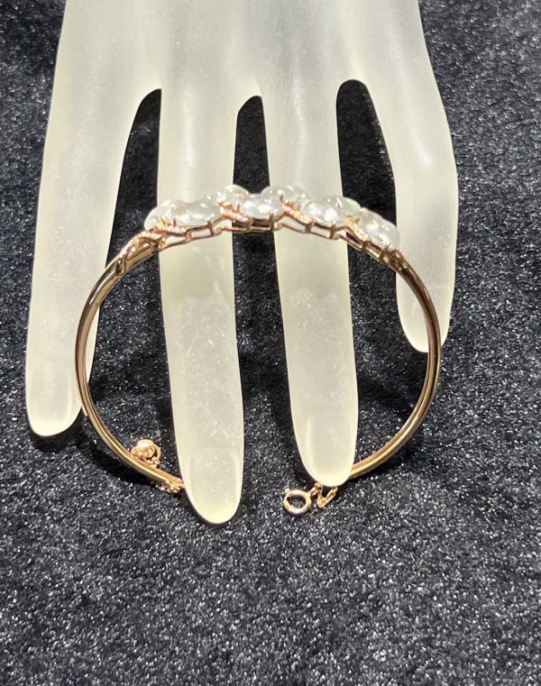 Highly Translucent Icy flower bud jadeite bracelet - Image 5