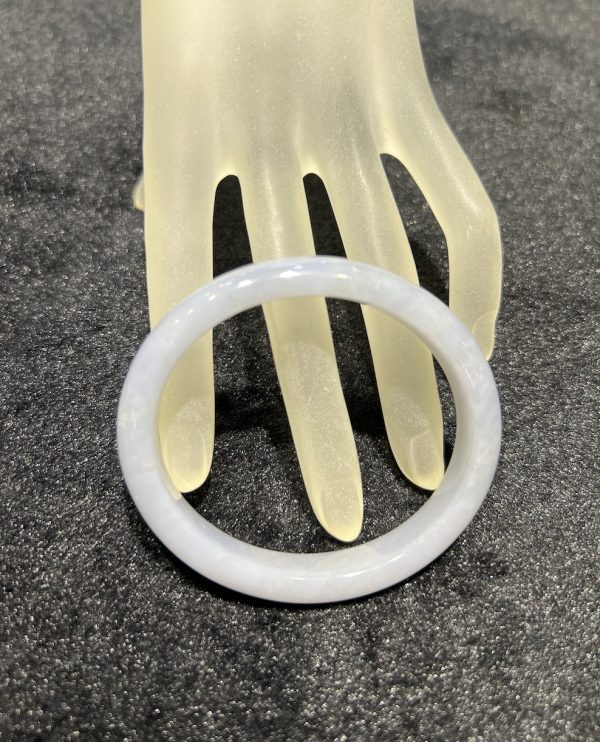 Translucent faint lavender oval shape jadeite bangle - Image 5