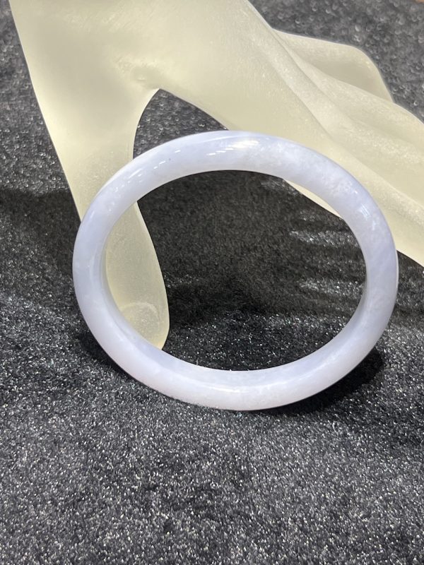 Translucent faint lavender oval shape jadeite bangle